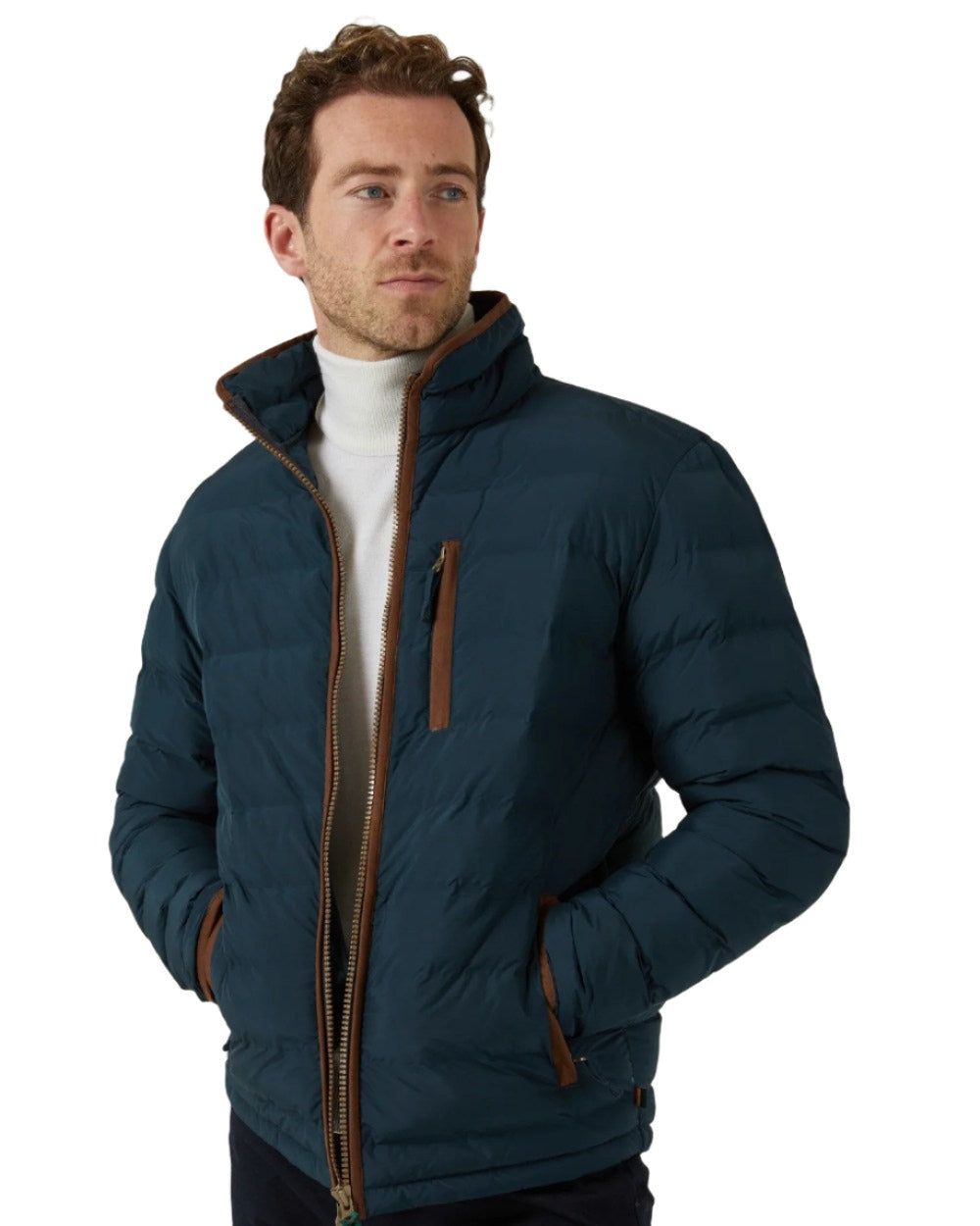 Navy Coloured Alan Paine Calsall Jacket On A White Background 