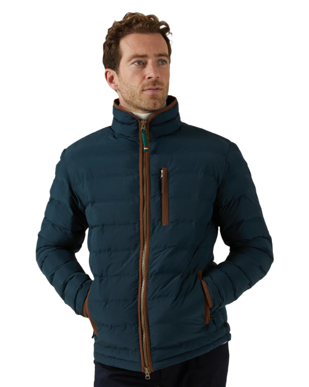 Navy Coloured Alan Paine Calsall Jacket On A White Background 