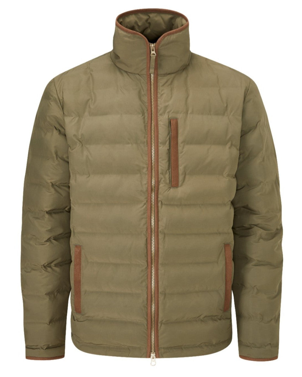 Olive Coloured Alan Paine Calsall Jacket On A White Background 