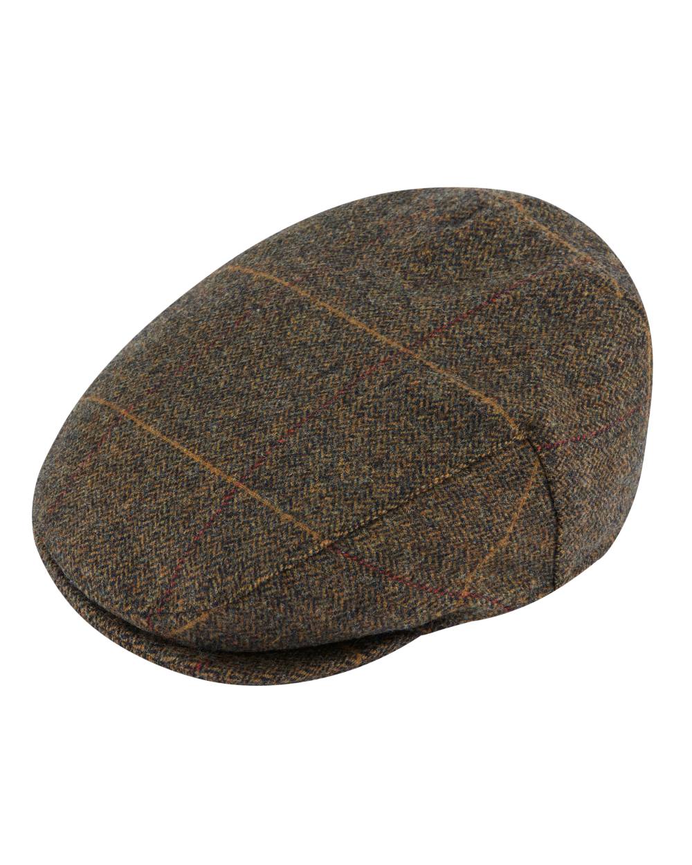 Teak Coloured Alan Paine Combrook Tweed Cap On A White Background 