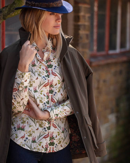 Olive Coloured Alan Paine Ladies Lockwood Jacket On A Street Background