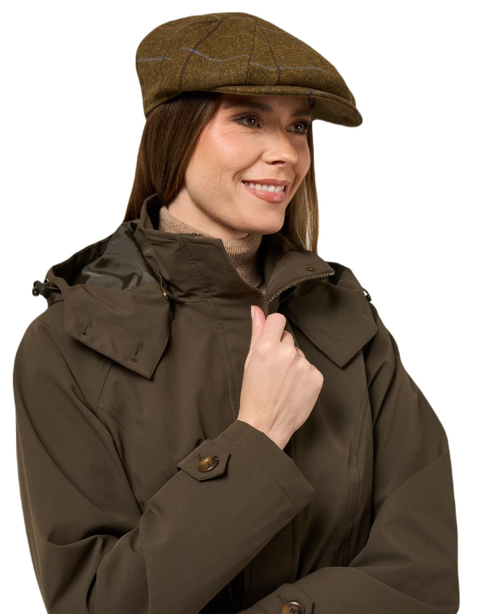 Olive Coloured Alan Paine Ladies Lockwood Jacket On A White Background