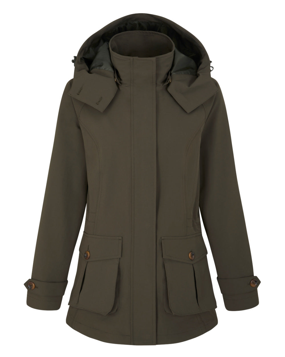 Olive Coloured Alan Paine Ladies Lockwood Jacket On A White Background