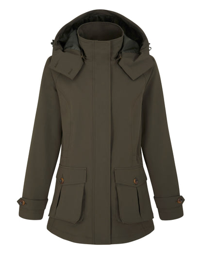 Olive Coloured Alan Paine Ladies Lockwood Jacket On A White Background