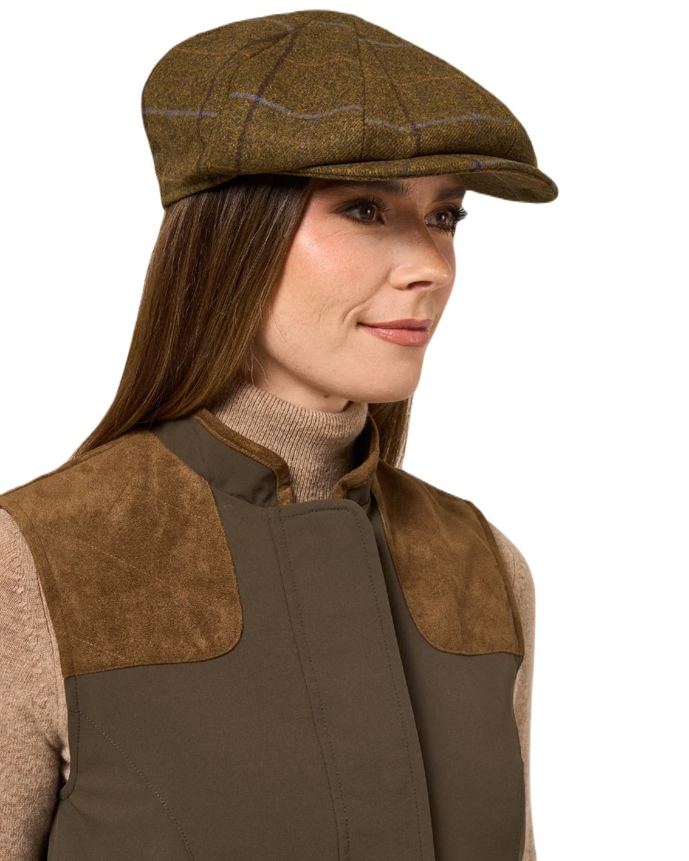 Olive Coloured Alan Paine Ladies Lockwood Shooting Waistcoat On A White Background