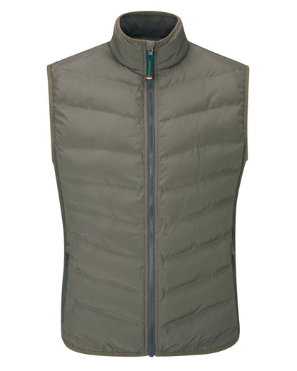 Olive Coloured Alan Paine Mens Calsall Hybrid Gilet On A White Background 