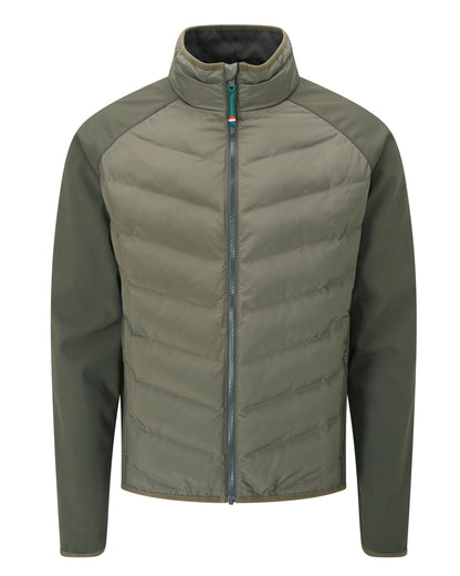 Olive Coloured Alan Paine Mens Calsall Hybrid Jacket On A White Background 