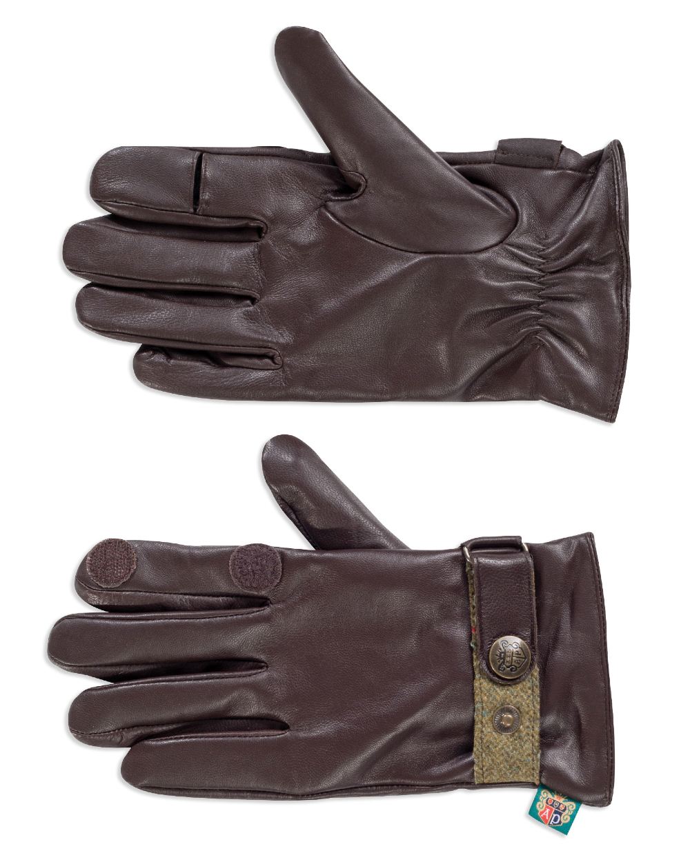 Brown Sage Coloured Alan Paine Mens Leather Shooting Gloves On A White Background