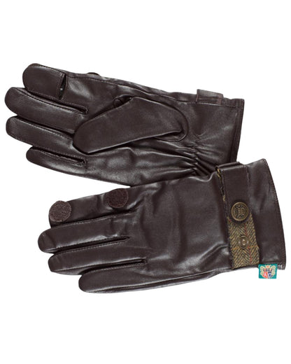 Brown Sage Coloured Alan Paine Mens Leather Shooting Gloves On A White Background