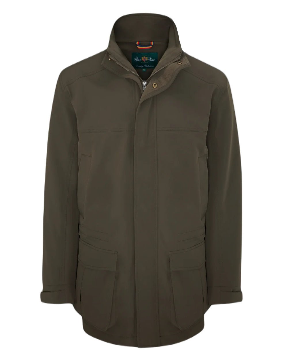 Olive Coloured Alan Paine Mens Lockwood Shooting Coat On A White Background