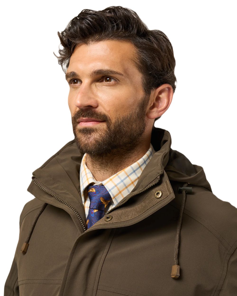 Olive Coloured Alan Paine Mens Lockwood Shooting Coat On A White Background