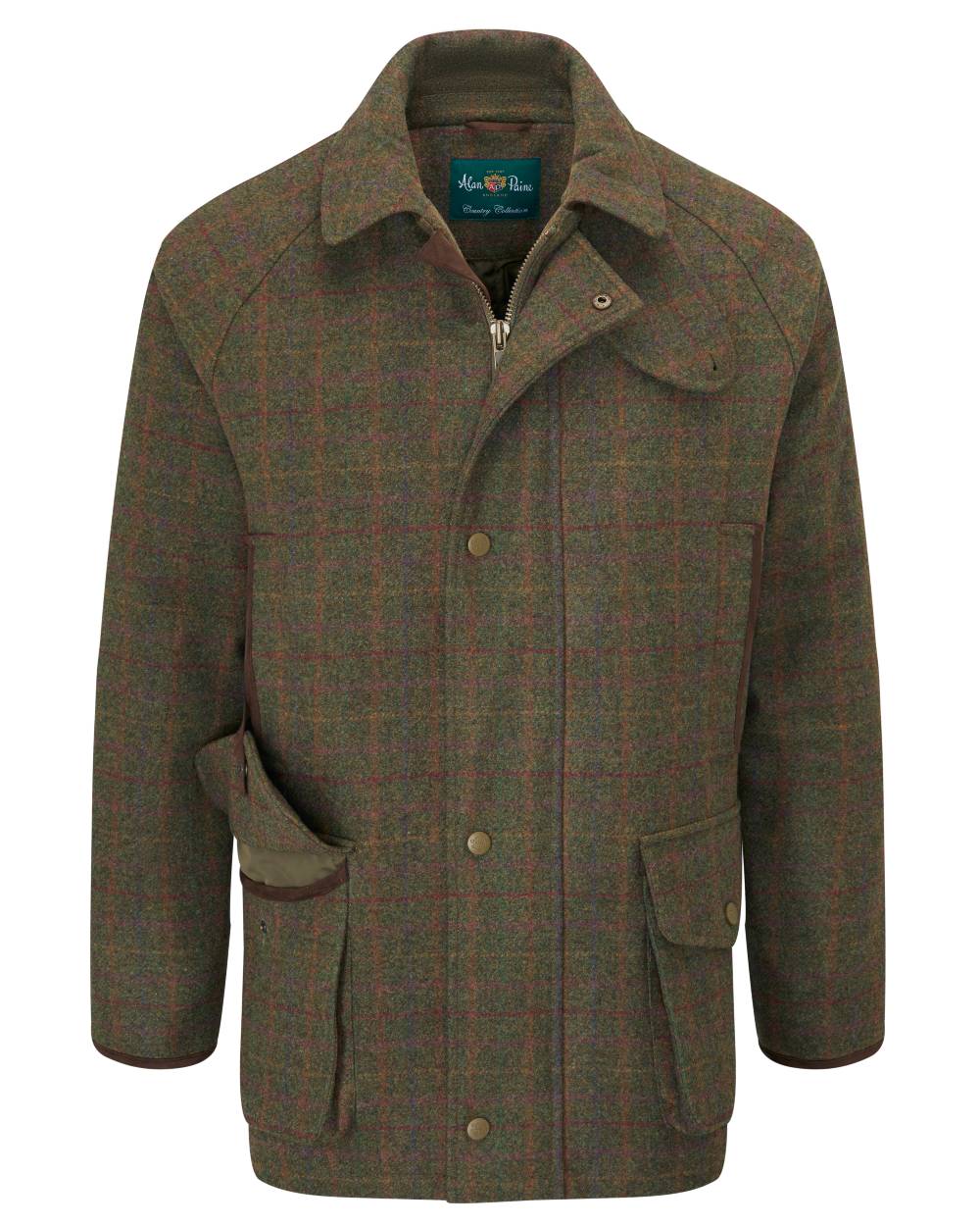 Hemlock Coloured Alan Paine Surrey Waterproof Tweed Coat On A White Background 