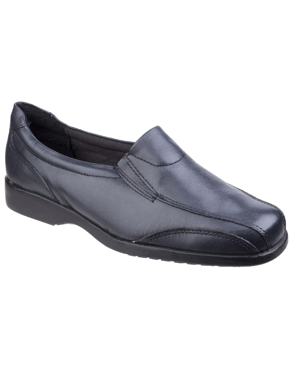 Navy Coloured Amblers Womens Merton Slip On Shoes on a white background 