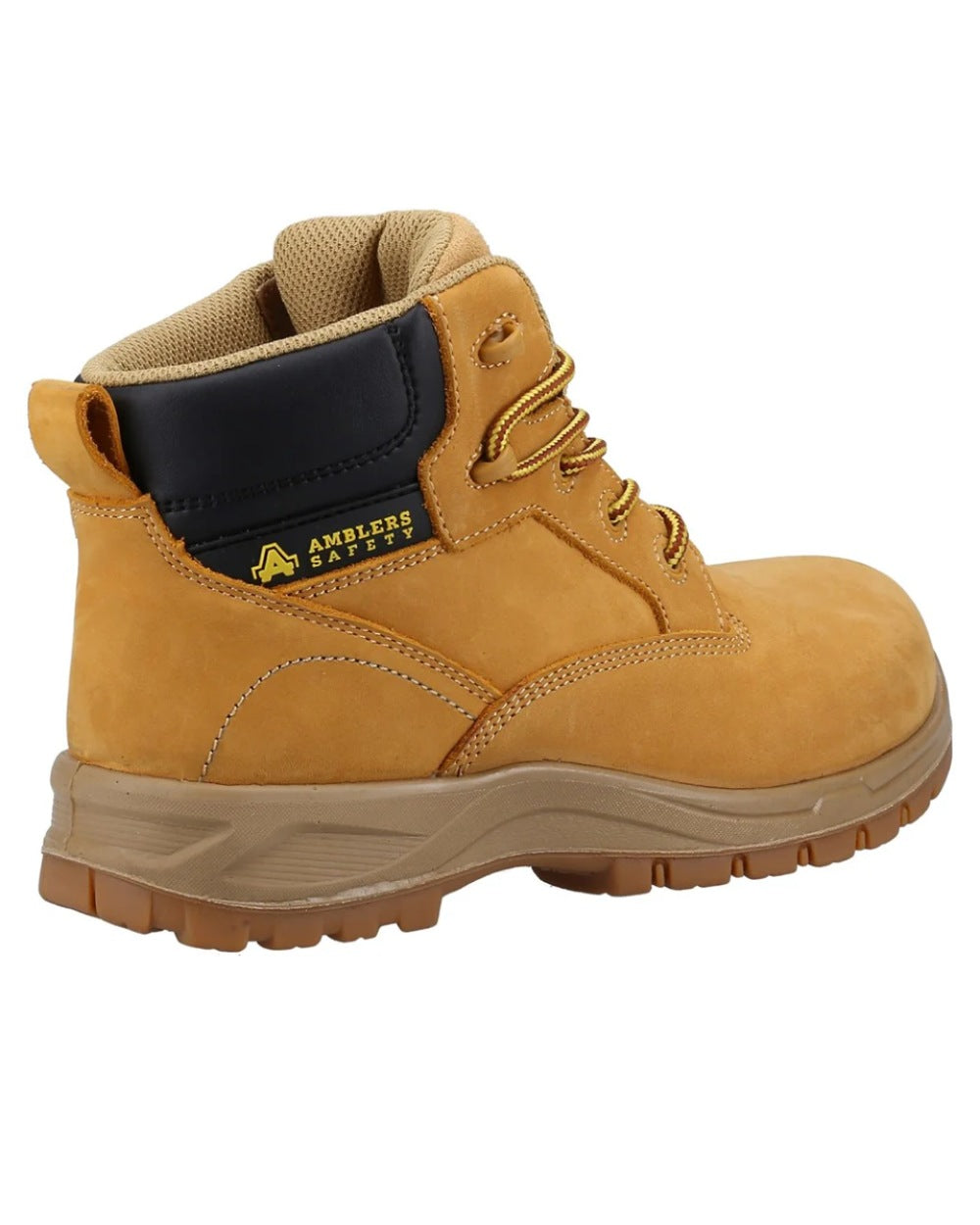 Honey coloured Amblers Safety Womens AS605C Kira Waterproof Safety Boots on white background 