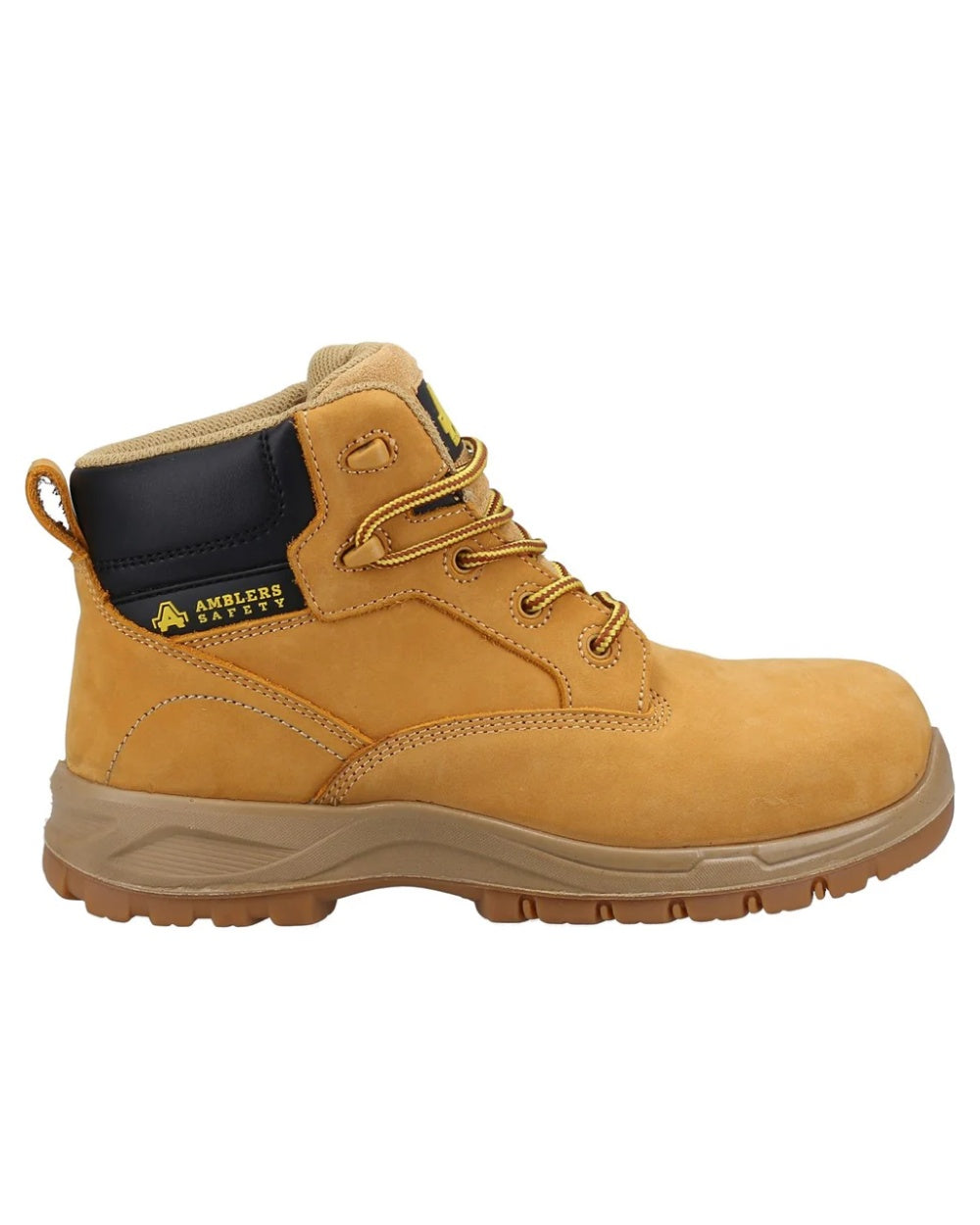 Honey coloured Amblers Safety Womens AS605C Kira Waterproof Safety Boots on white background 