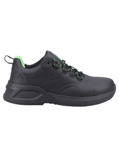 Black coloured Amblers Safety AS612 Fern Safety Trainers on a white background 