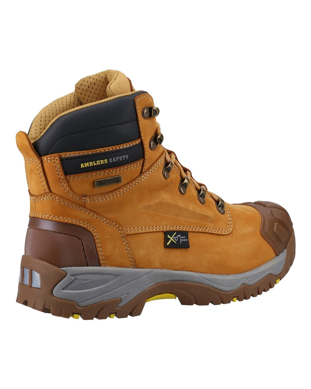 Honey Coloured Amblers Safety FS986 Waterproof Safety Boots on a white background 