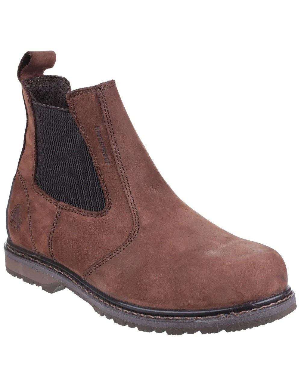 Brown Coloured Amblers Safety AS148 Sperrin Waterproof Safety Dealer Boots On A White Background