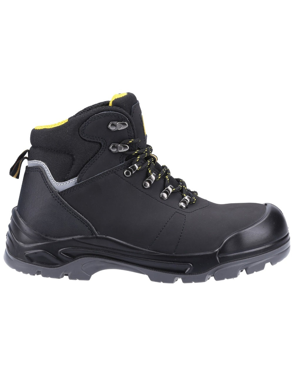 Black Coloured Amblers Safety AS252 Delamere S3 SRC Water Resistant Safety Boots on a white back ground 