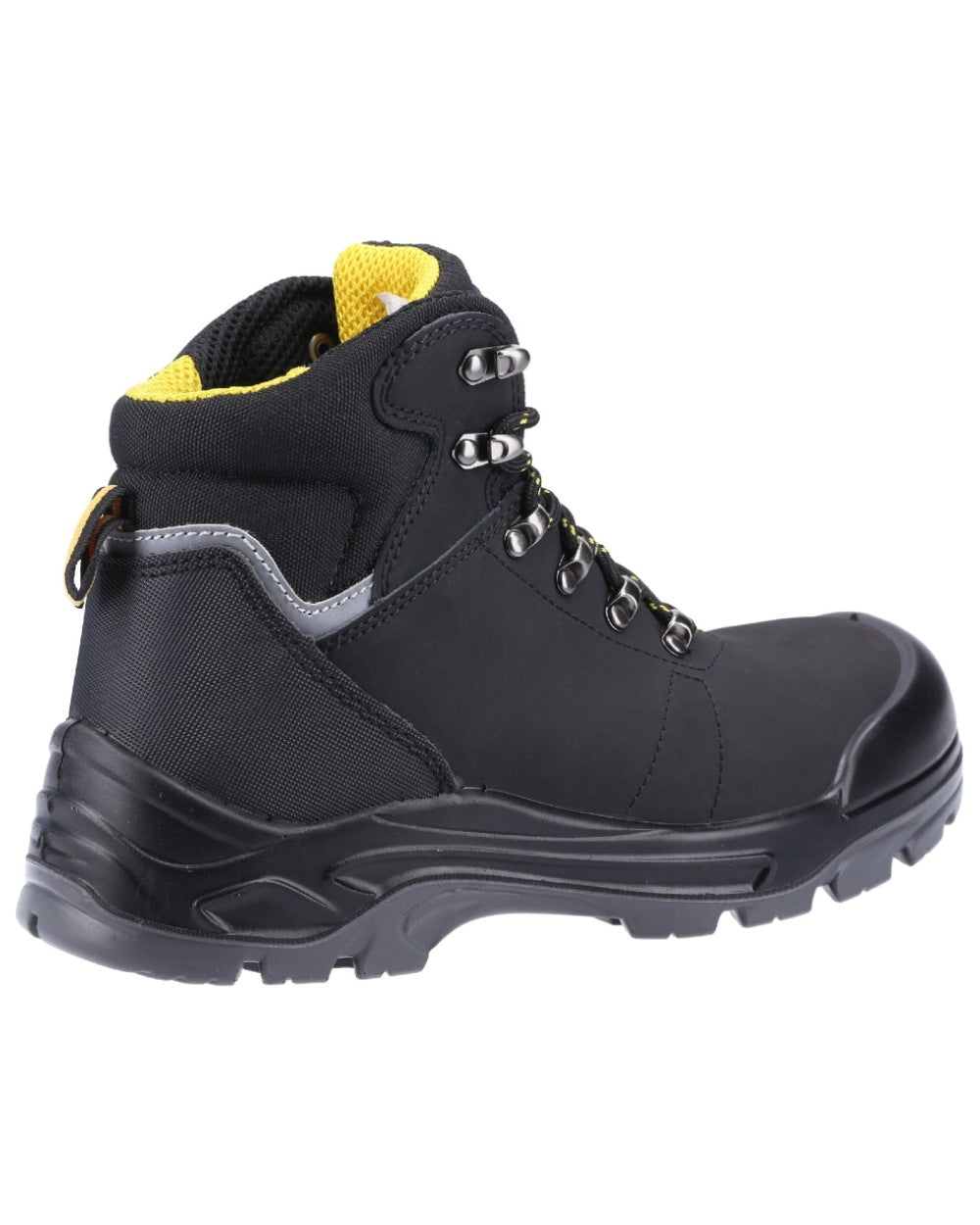 Black Coloured Amblers Safety AS252 Delamere S3 SRC Water Resistant Safety Boots on a white back ground 