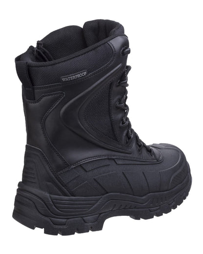 Black Coloured Amblers Safety AS440 Skomer Src Hybrid Hi-Leg Waterproof Safety Boots on a white back ground 