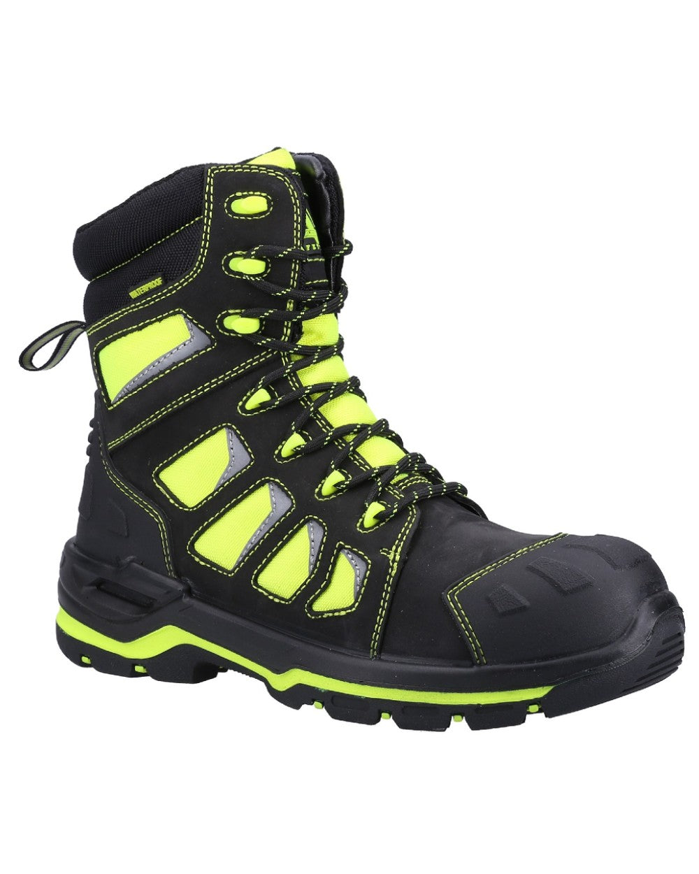 Yellow Coloured Amblers Safety AS972C Beacon Waterproof Safety Boots on a white background 