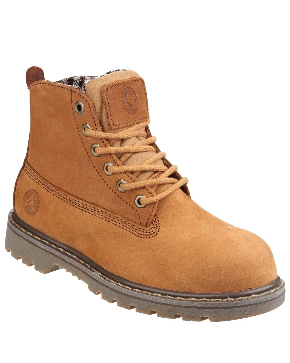 Brown Coloured Amblers Safety FS103 SRA Safety Boots On A White Background