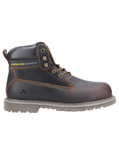 Brown Coloured Amblers Safety FS164 Industrial Safety Boots on a white background 