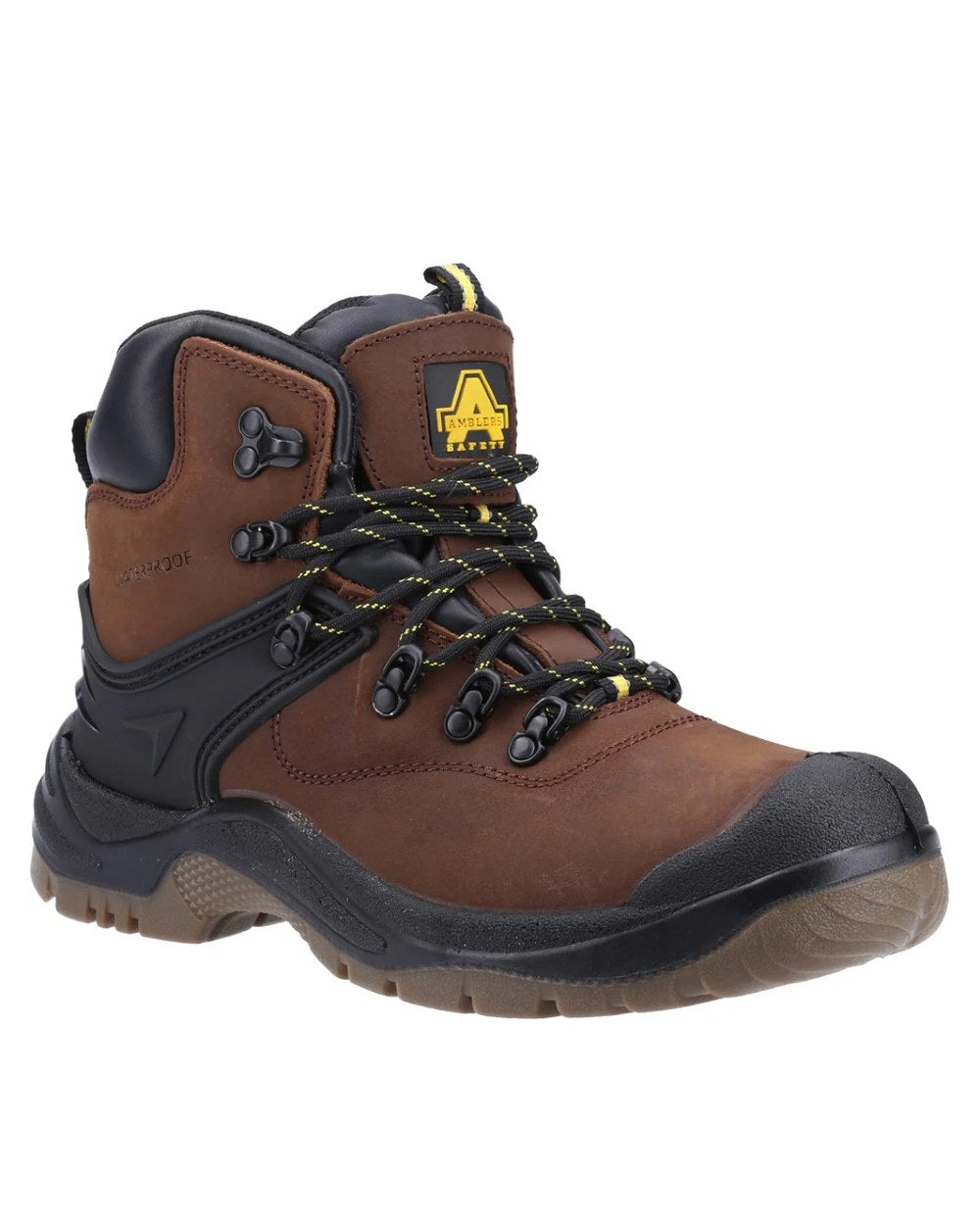 Brown Coloured Amblers Safety FS197 Waterproof S3 SRC Safety Boots On A White Background