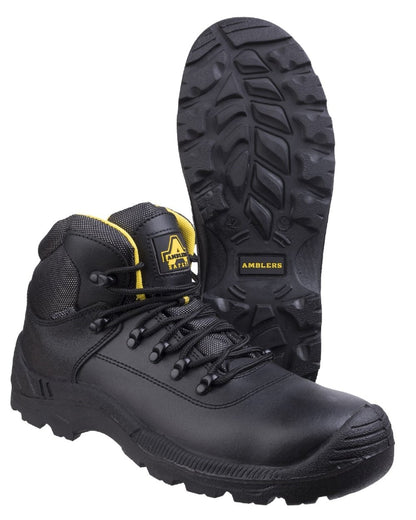 Black Coloured Amblers Safety FS220 Safety Boots on a white background 