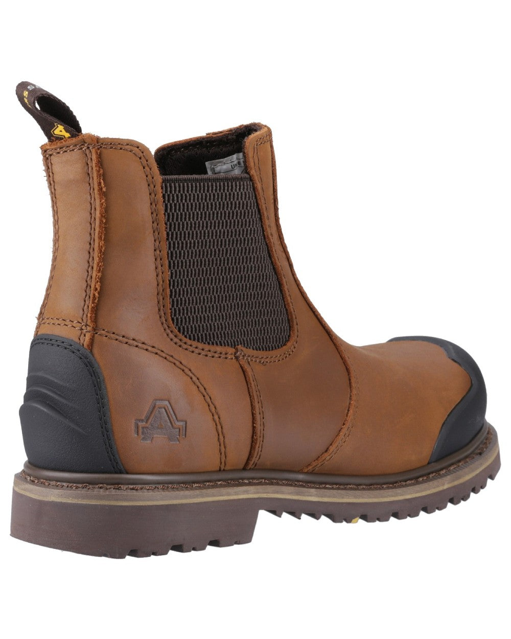 Brown Coloured Amblers Safety FS225 Goodyear Welted Waterproof Pull On Chelsea Safety Boots on a white background 