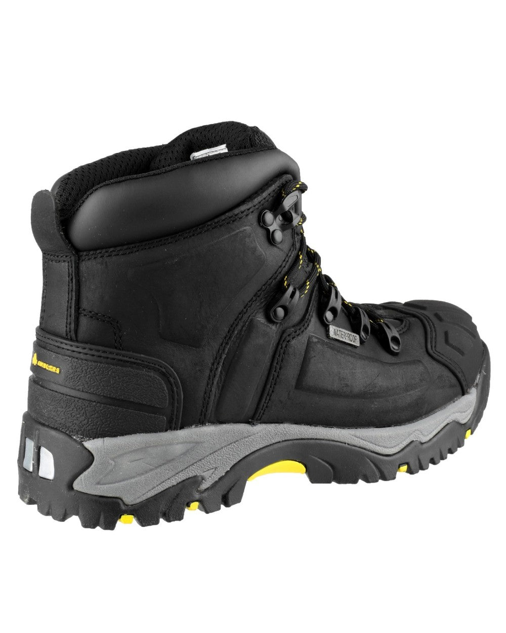 Black Coloured Amblers Safety FS32 Waterproof Safety Boots on a white back ground 