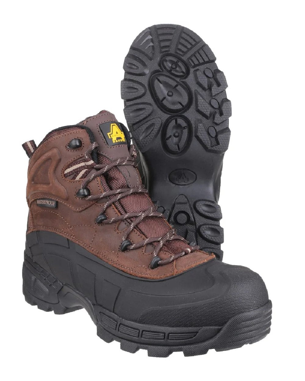 Brown Coloured Amblers Safety FS430 Orca Hybrid Waterproof Non-Metal Safety Boots on a white background 