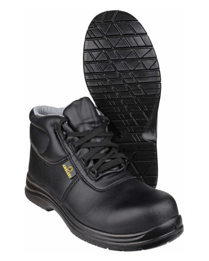 Black Coloured Amblers Safety FS663 S2 SRC Safety Boots On A White Background