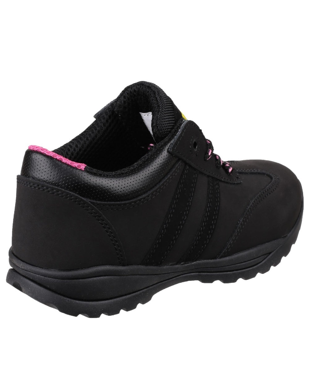 Black Coloured Amblers Safety Womens FS706 Sophie Safety Trainer on a white background 