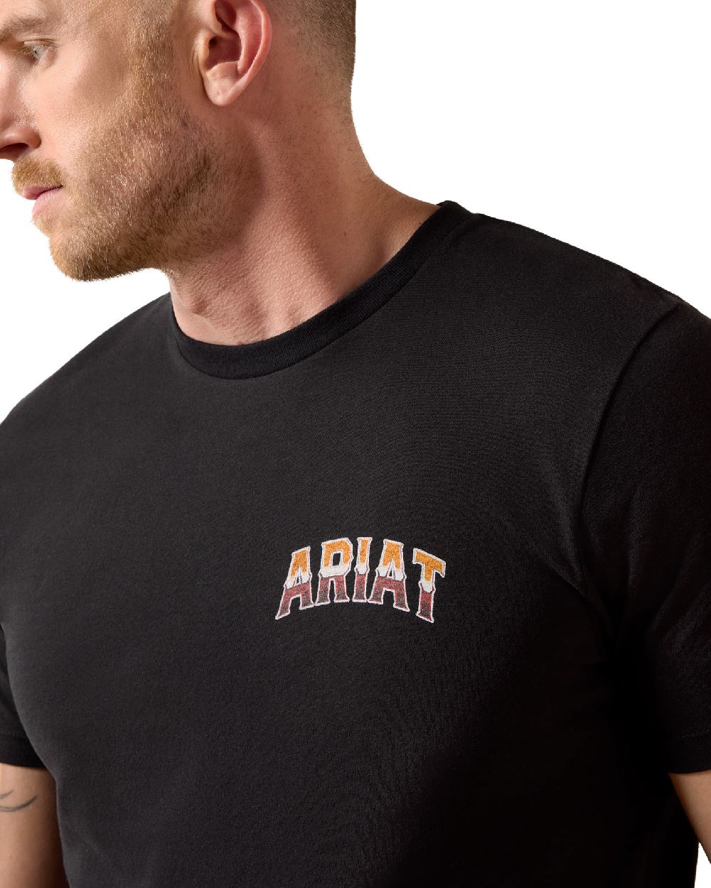 Black coloured Ariat Mens Country Rock T-Shirt on white background 