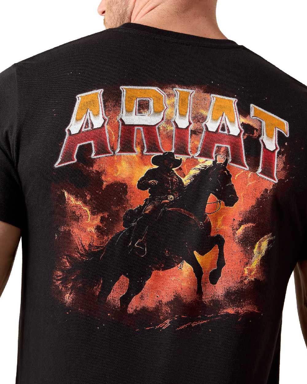Black coloured Ariat Mens Country Rock T-Shirt on white background 