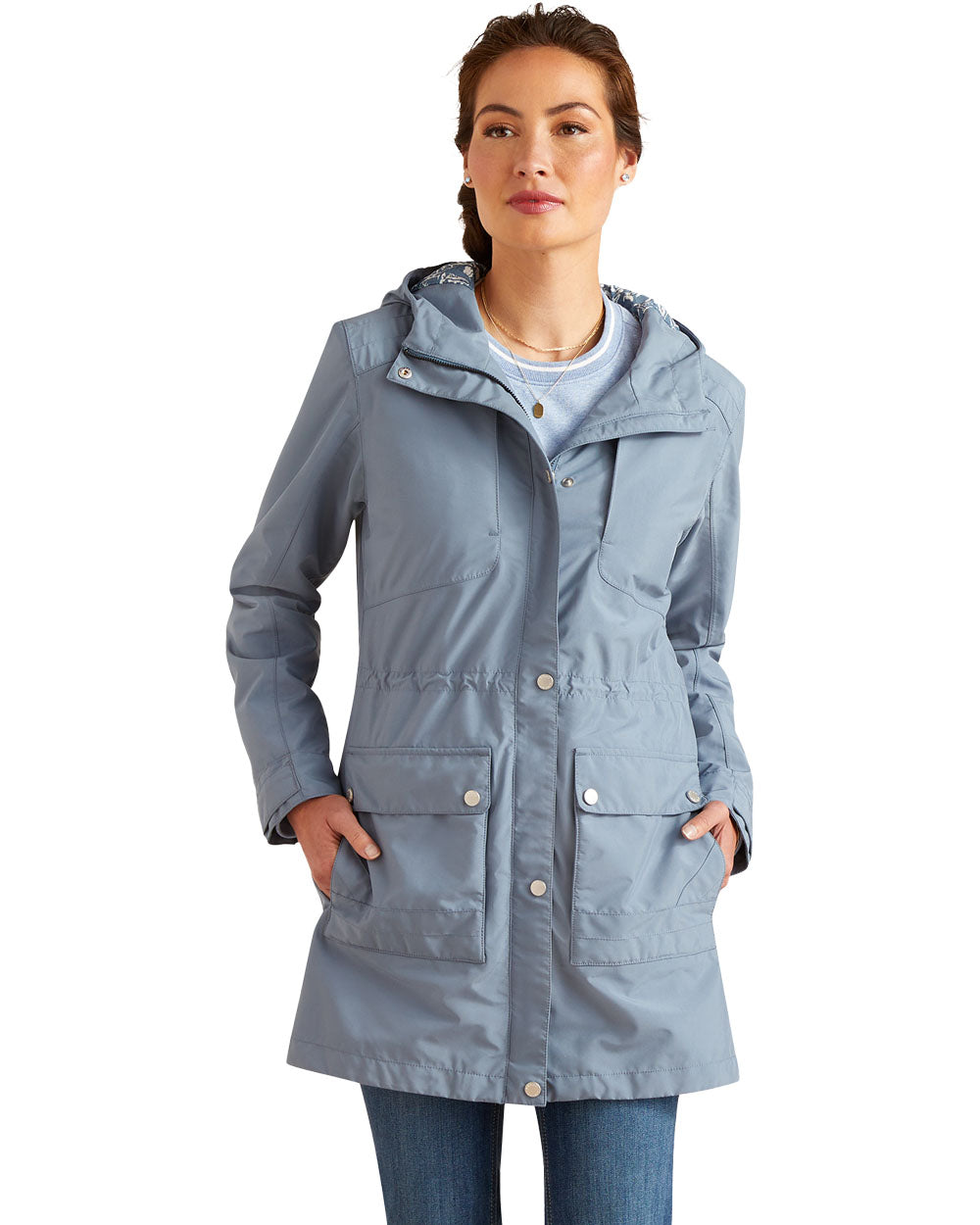 Bluefin coloured Ariat Womens Atherton Jacket on White background 