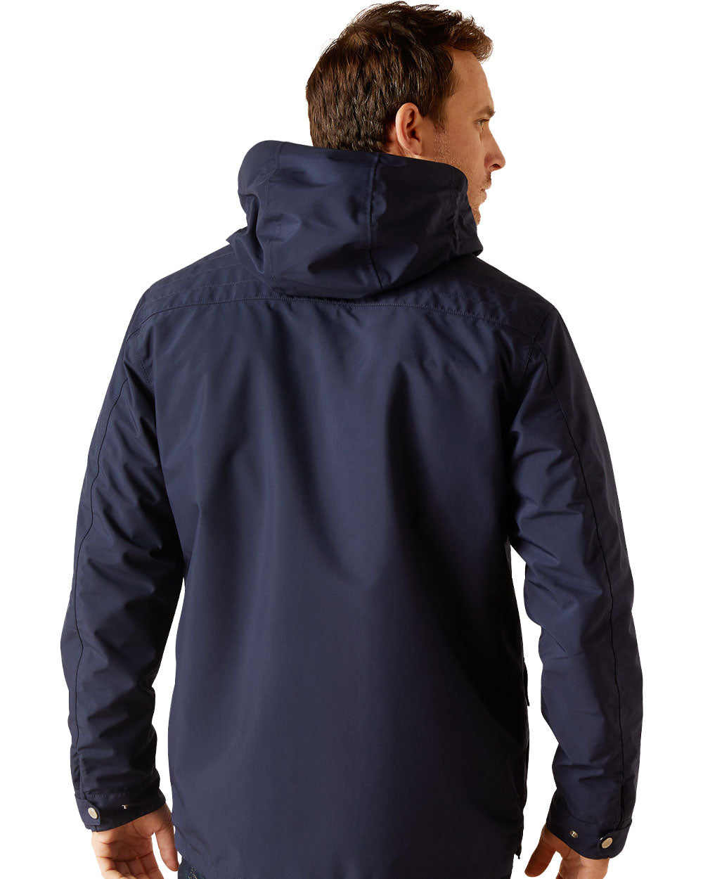 Navy coloured Ariat Atherton Waterproof Jacket on white background 