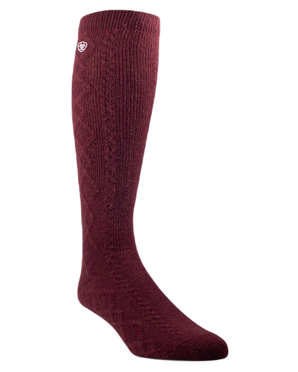 Tawny Port Coloured Ariat Countryside Tall Socks On A White Background