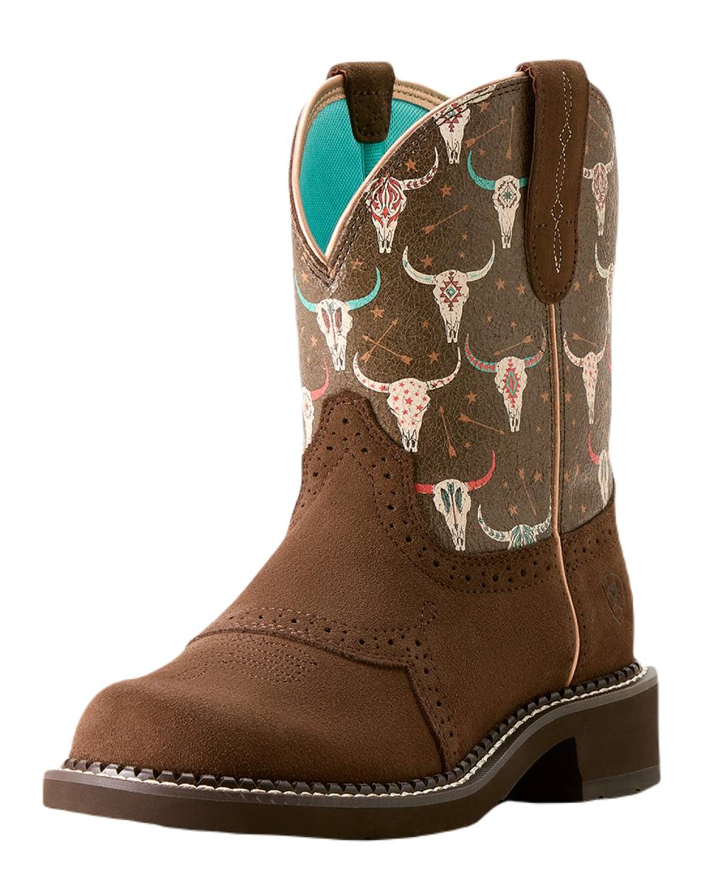 Barley Coloured Ariat Fatbaby Heritage Farrah Western Boot On A White Background