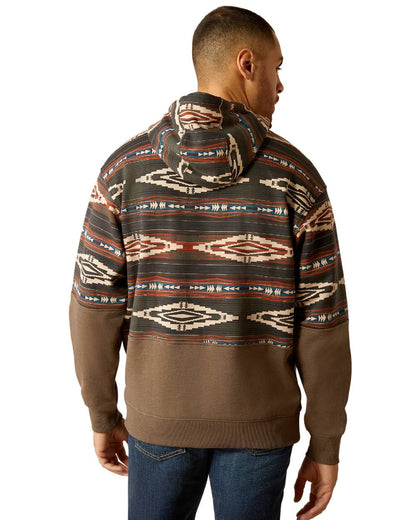 Brindle Coloured Ariat Mens Color Block Hoodie On A White Background 