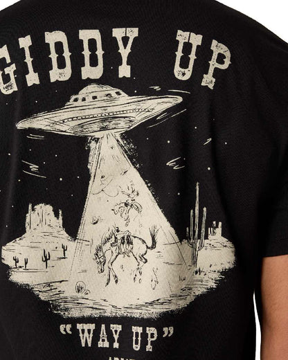 Black coloured Ariat Mens Cowboy Way Up T-Shirt on white background 