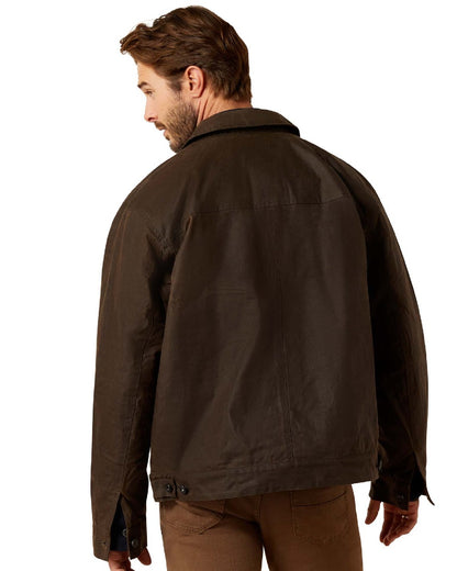 Brown coloured Ariat Mens Drayham Jacket on white background 