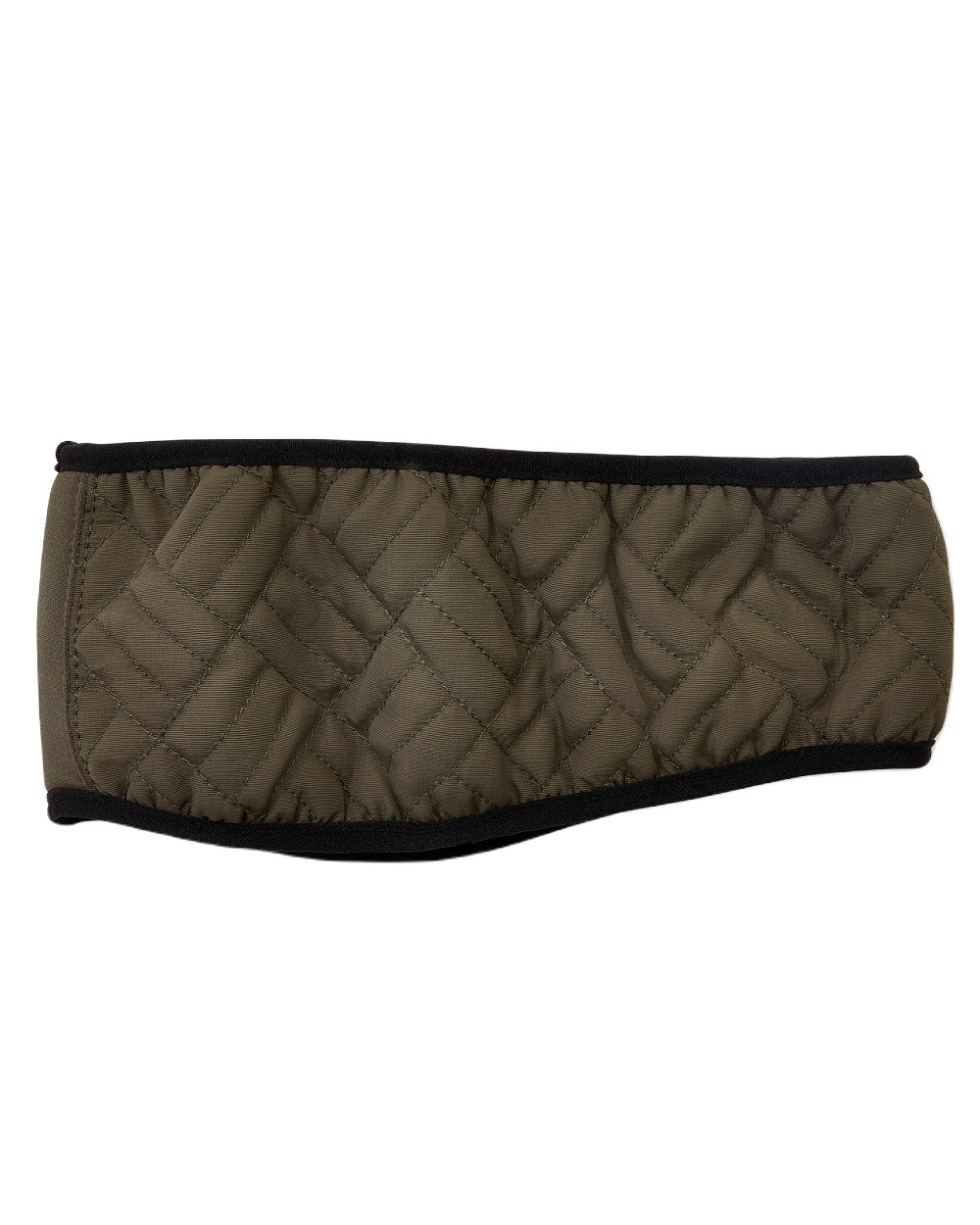 Olive Green Coloured Ariat Reversible Quilted Headband On A White Background