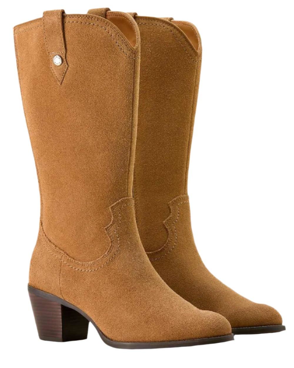 Carmel Suede Coloured Ariat Womens Addison Boot on white background 