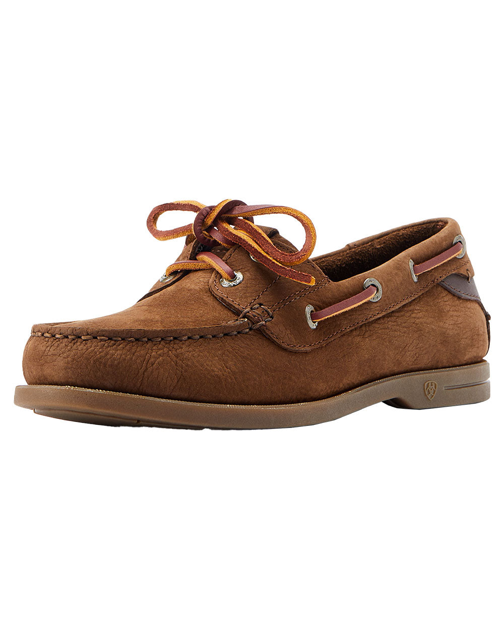 Chocolate Brown coloured Ariat Womens Antigua Boat Shoes on White background 