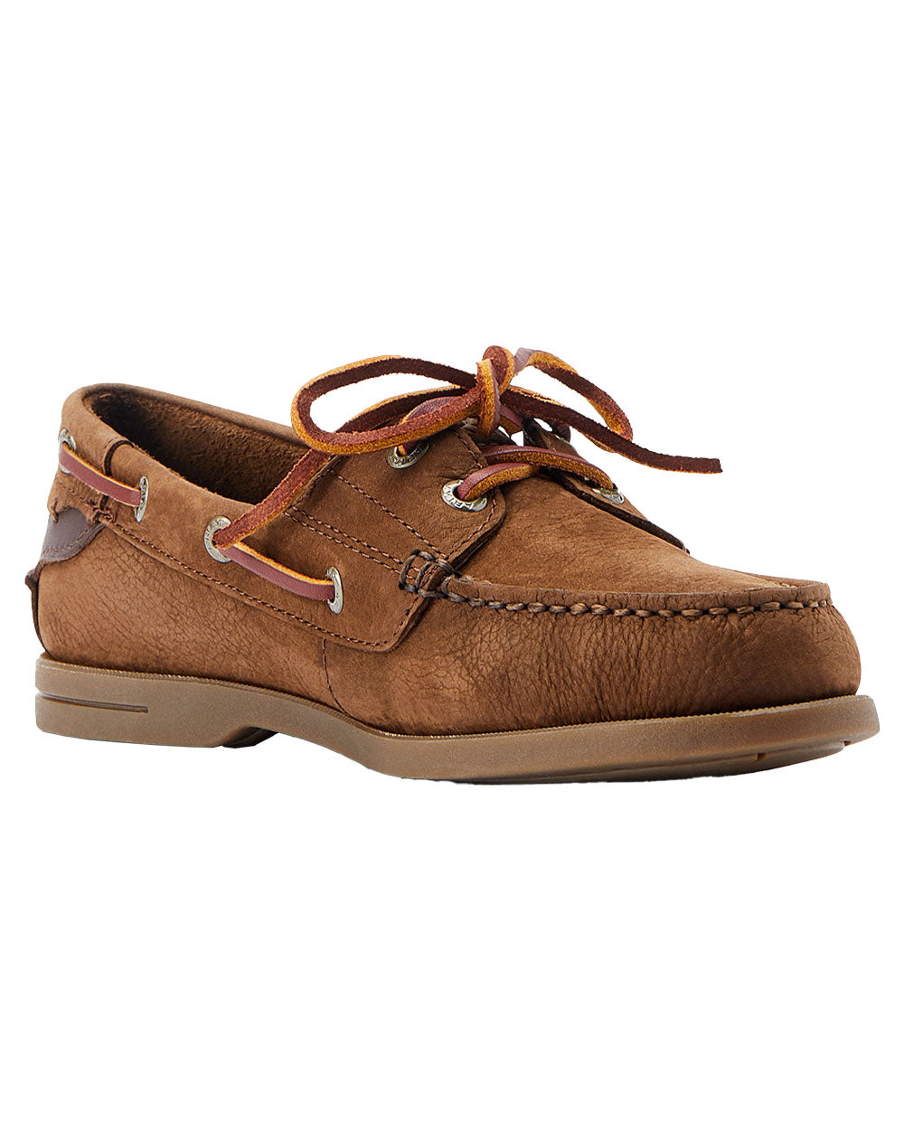 Chocolate Brown coloured Ariat Womens Antigua Boat Shoes on White background 