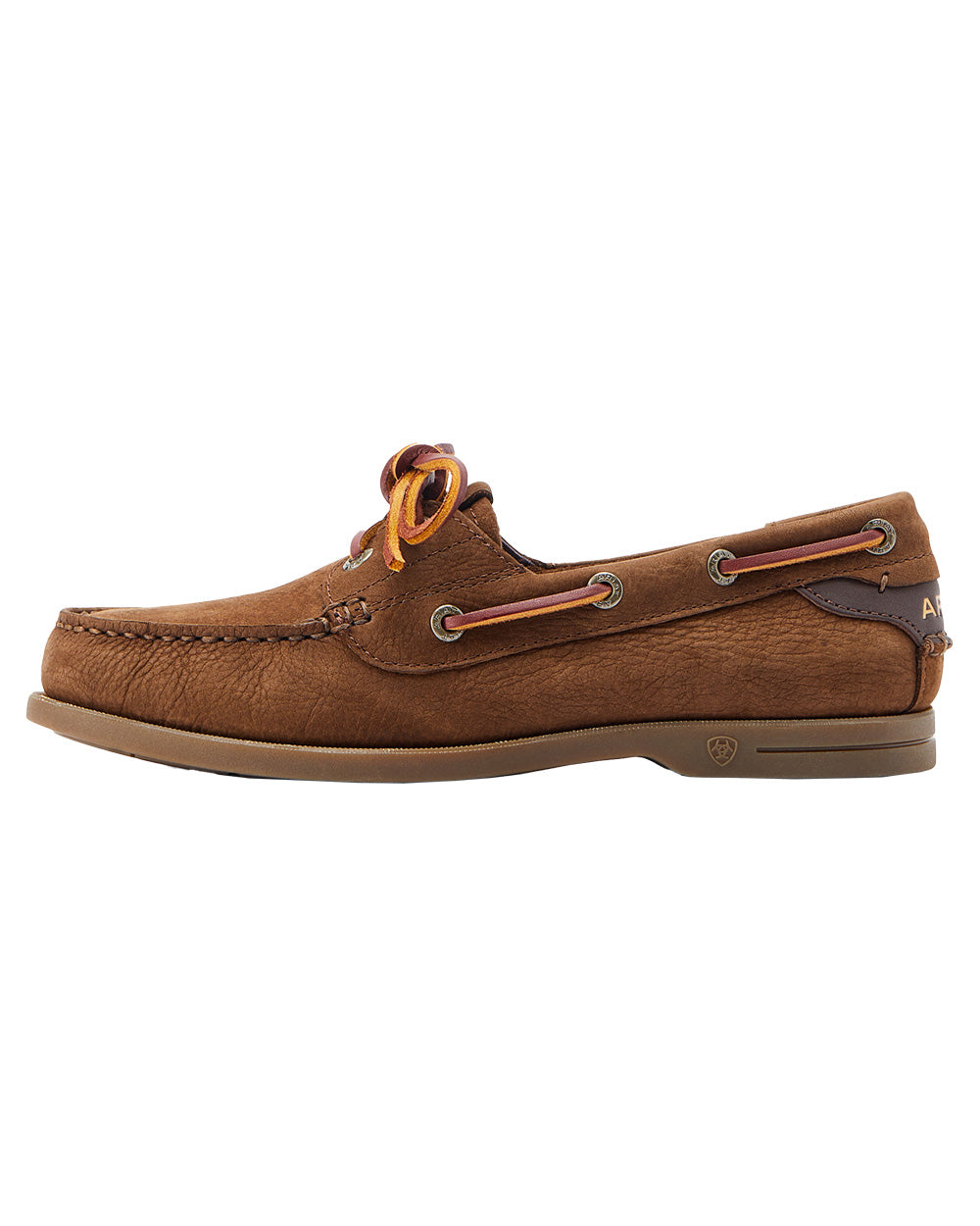 Chocolate Brown coloured Ariat Womens Antigua Boat Shoes on White background 