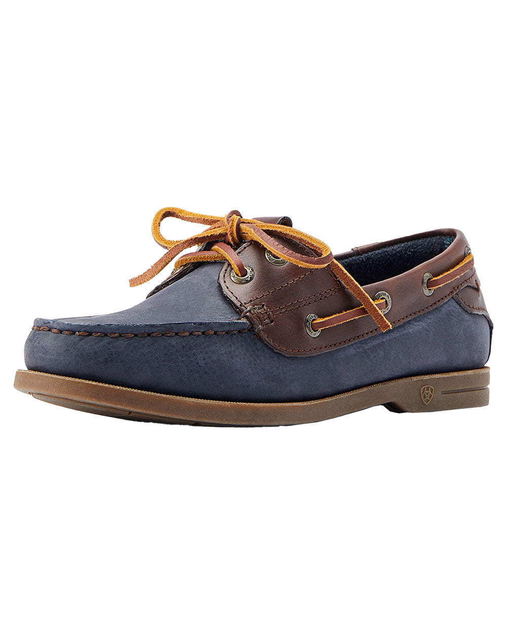 Navy coloured Ariat Womens Antigua Boat Shoes on White background 